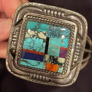 J Billie signed sterling Navajo bracelet